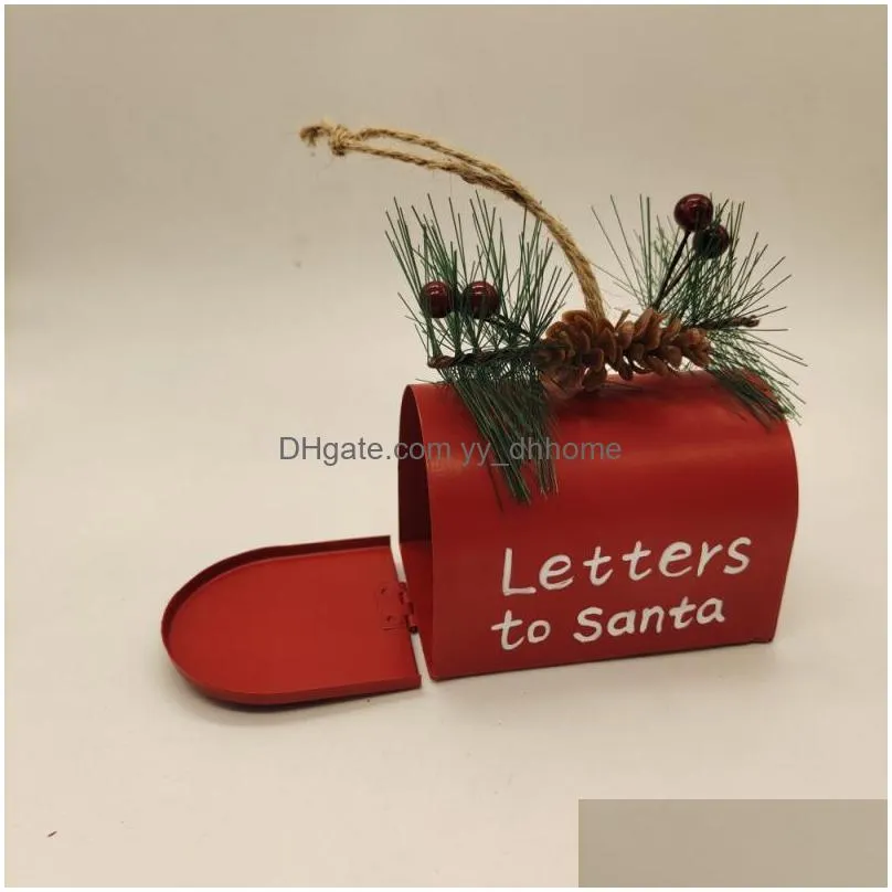 christmas decorations decoration for home metal iron red mailbox hanging ornament tree pendant letters to santa clauschristmas