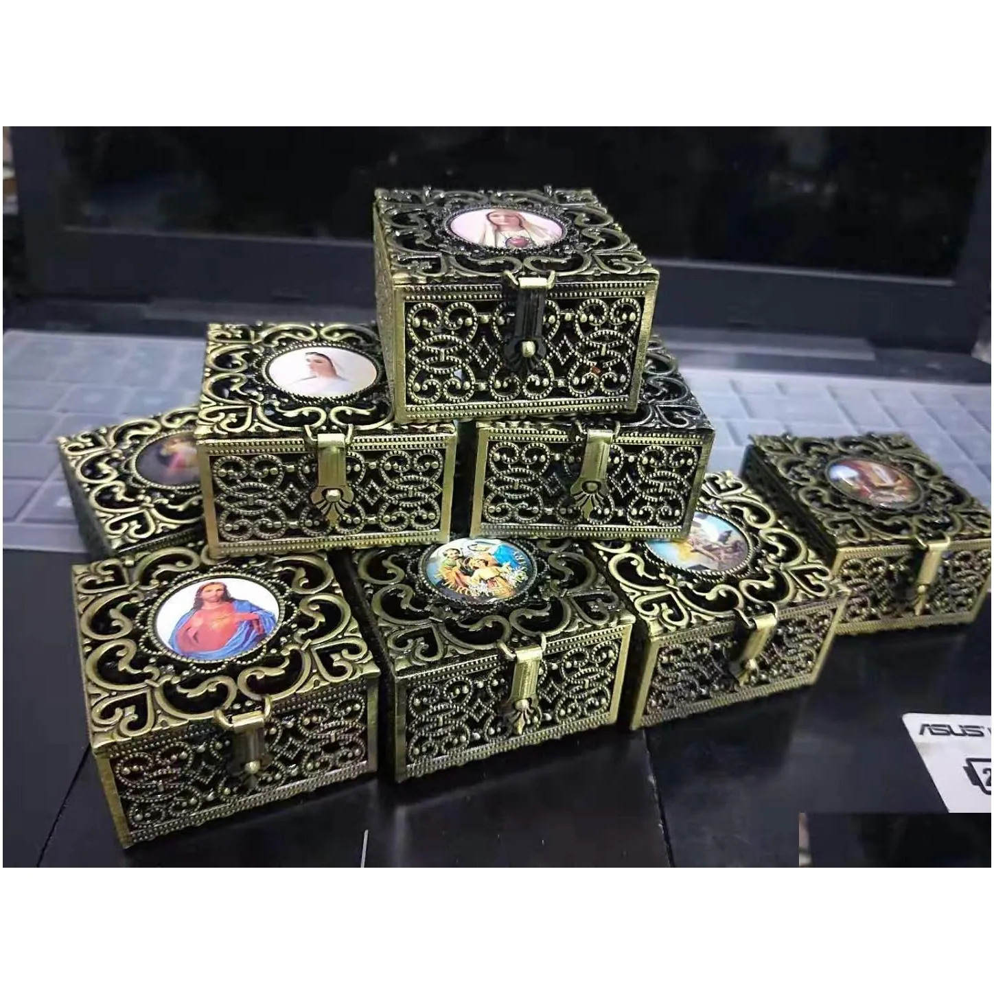 rosary box metal zinc alloy highend rosary gift box metal leaky packaging box