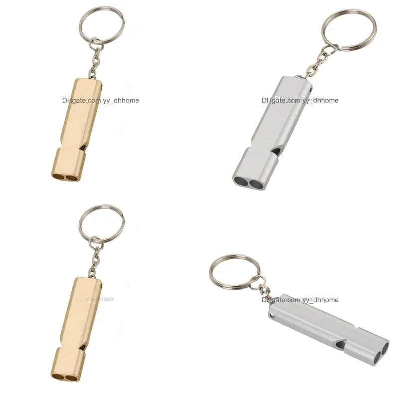 fashion sport double tube whistle keychain out door sport mountaineering camping whistle keychain bag hangs wholesale