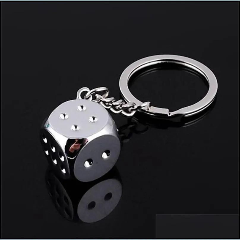  dhs hot keychains super deal new creative key chain metal genuine personality dice alloy keychain for car key ring trinket 174 j2