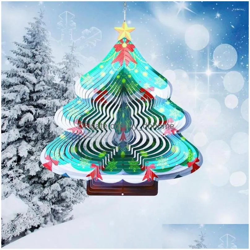 christmas decorations 3d tree metal wind spinner stainless steel chime decoration 30cm/11.81inch indoor outdoor