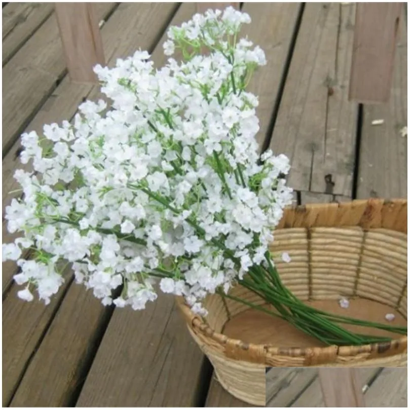 pure white wedding decorations artificial flowers simulation soft silicone gypsophila bouquets weddings decor flower 1 97rs
