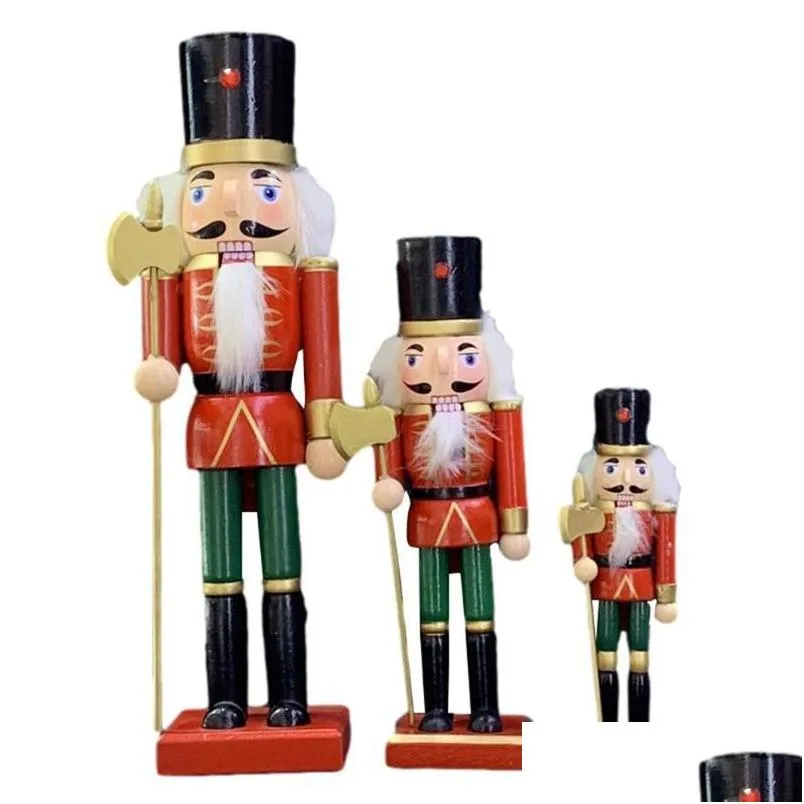 christmas decorations 18cm/25cm/36cm nutcracker figurine classic red soldier puppet ornaments adornment hand painted doll pendant
