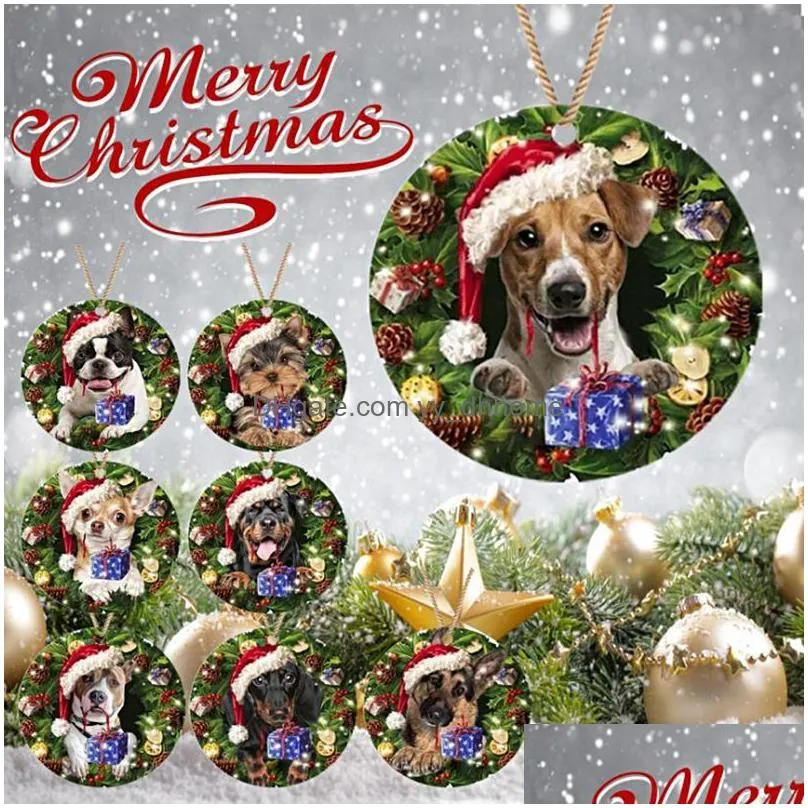 christmas decorations wooden pendants cat dog rugby year ornaments pet hanging decals holiday tag xmas home decorationchristmas