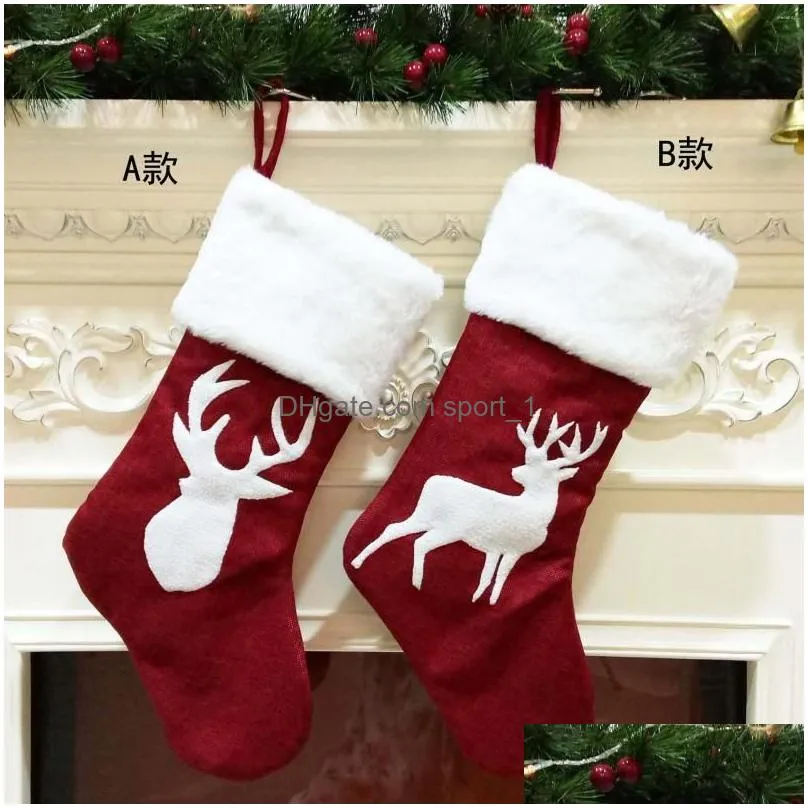 christmas decorations 2022 socks gift bag kenaf elk embroidered gifts pendant for home tree ornaments