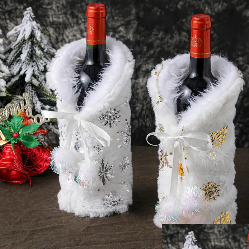 christmas decorations 1pc red wine bottle covers santa claus fashion coat champagne cover for xmas home party dinner table