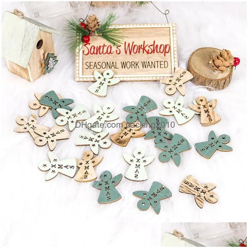 christmas decorations year 2022 angel wooden pendants kid gift hanging drop ornaments star xmas tree diy decoration for homechristmas