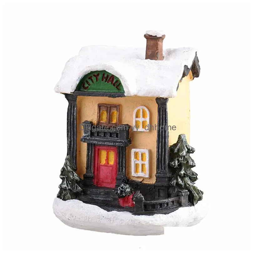 christmas decorations lighted houses village led resin light house scene ornaments for kids children gift