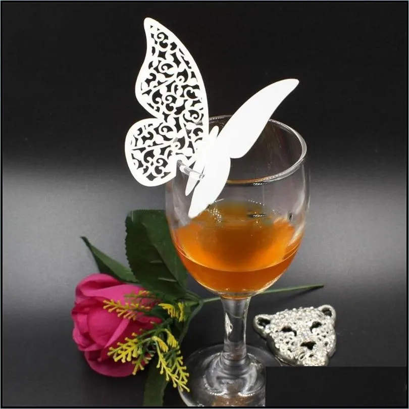 white hollow paper butterfly cards wedding decorations card party hotel home red wine champagne cards 0 2jg g2