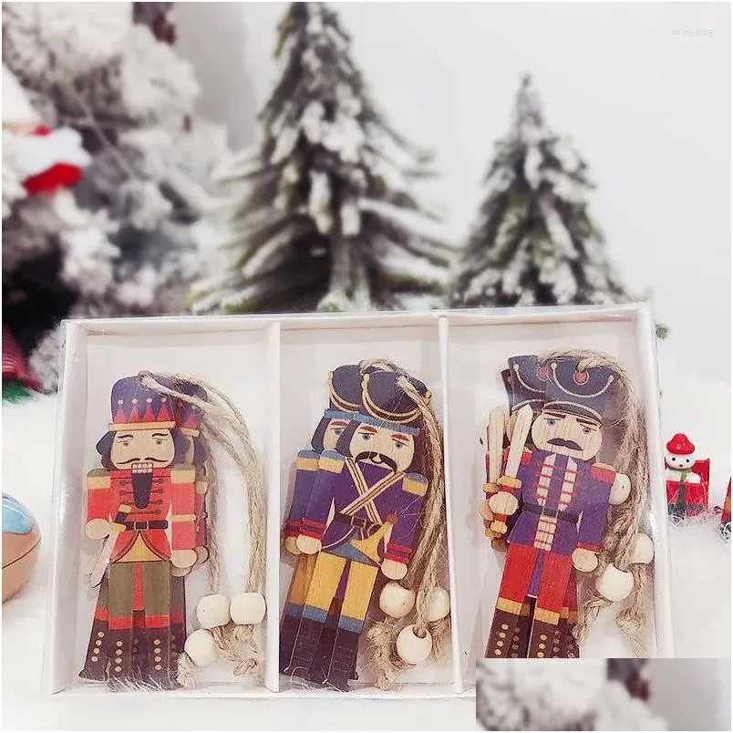 christmas decorations 9pcs nutcracker soldier wooden pendants decoration puppet for year home xmas ornaments 2022