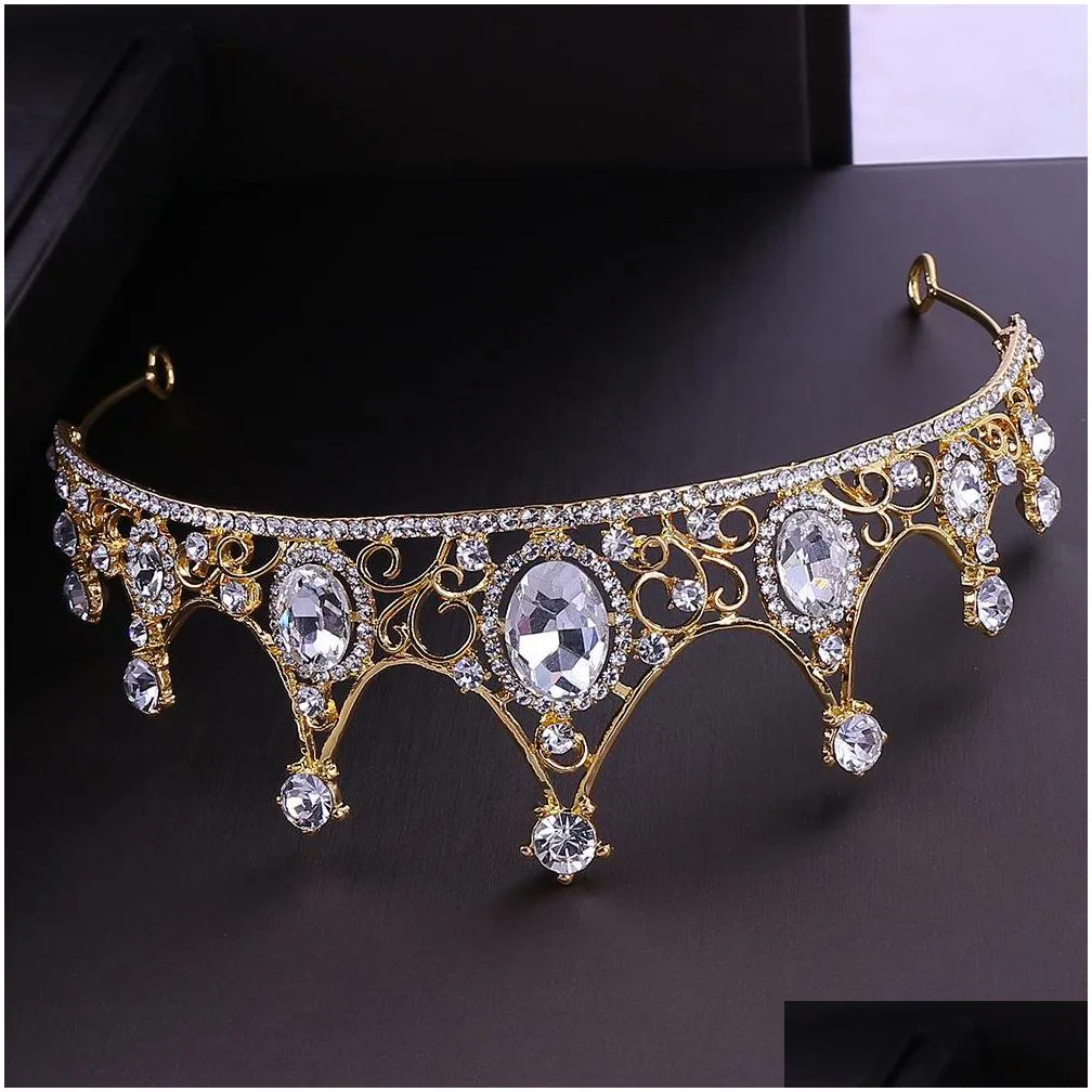 2021 new vintage baroque bridal tiaras accessories prom headwear stunning sheer crystals wedding tiaras and crowns 1922