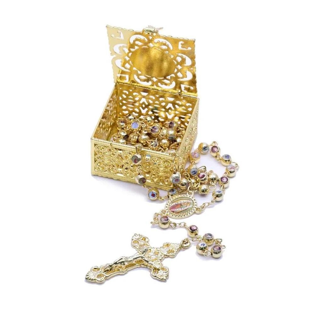 rosary box metal zinc alloy highend rosary gift box metal leaky packaging box