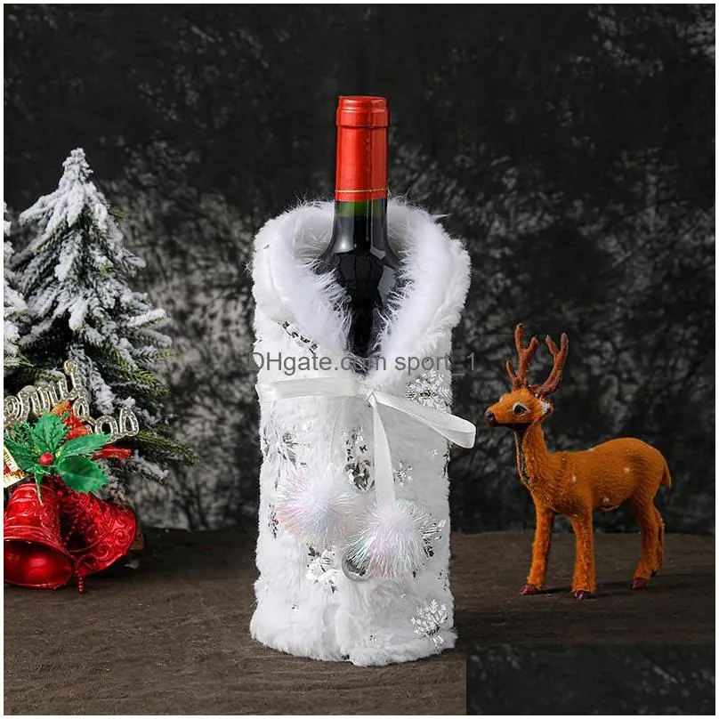 christmas decorations 1pc red wine bottle covers santa claus fashion coat champagne cover for xmas home party dinner table