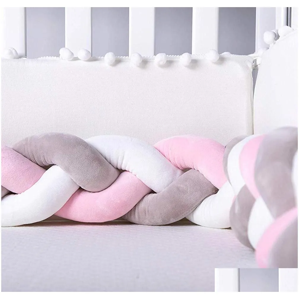 pillow baby crib bumper knotted braided plush nursery cradle decor newborn gift pillow cushion junior bed sleep bum bbygsw bdesports