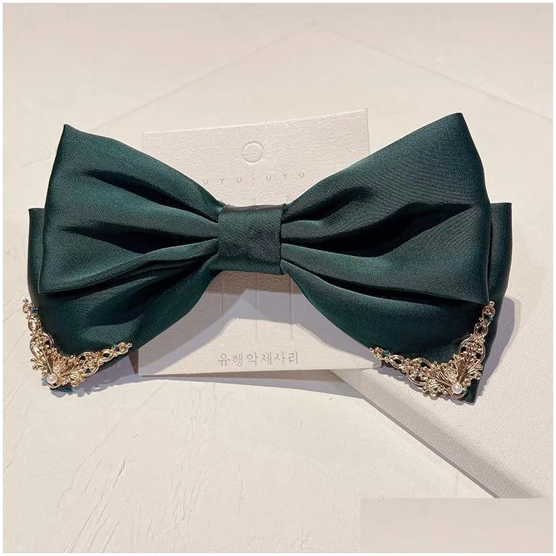 barrettes palace style high luxury bow hairpin design sense of elegance top head hair spring clip hair accessories