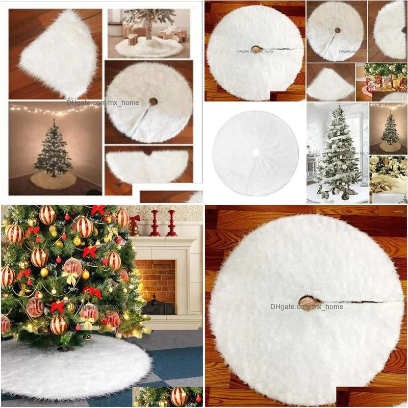 christmas decorations tree skirt large snowy white faux fur xmas for indoor outdoor decor