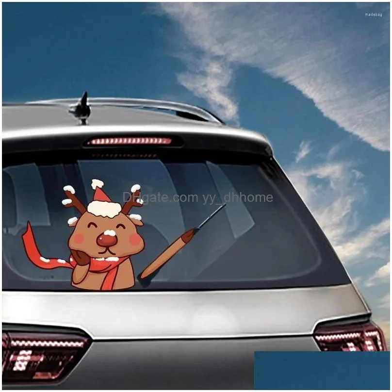 christmas decorations santa claus car sticker decoration snowman 3d pvc waving window wiper decals rear windshield decor accessories