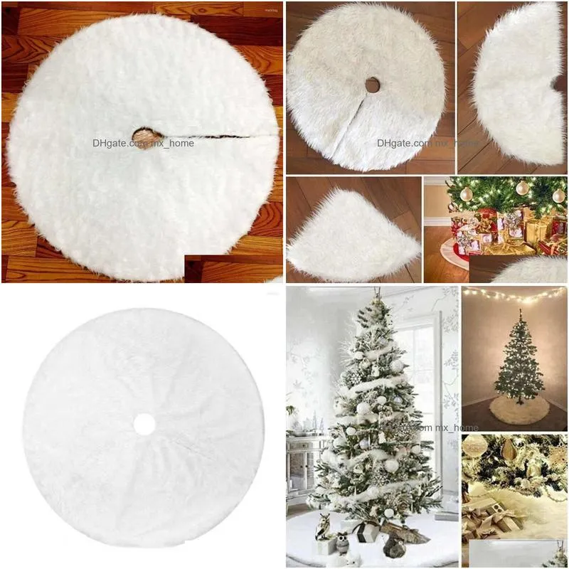 christmas decorations tree skirt large snowy white faux fur xmas for indoor outdoor decor