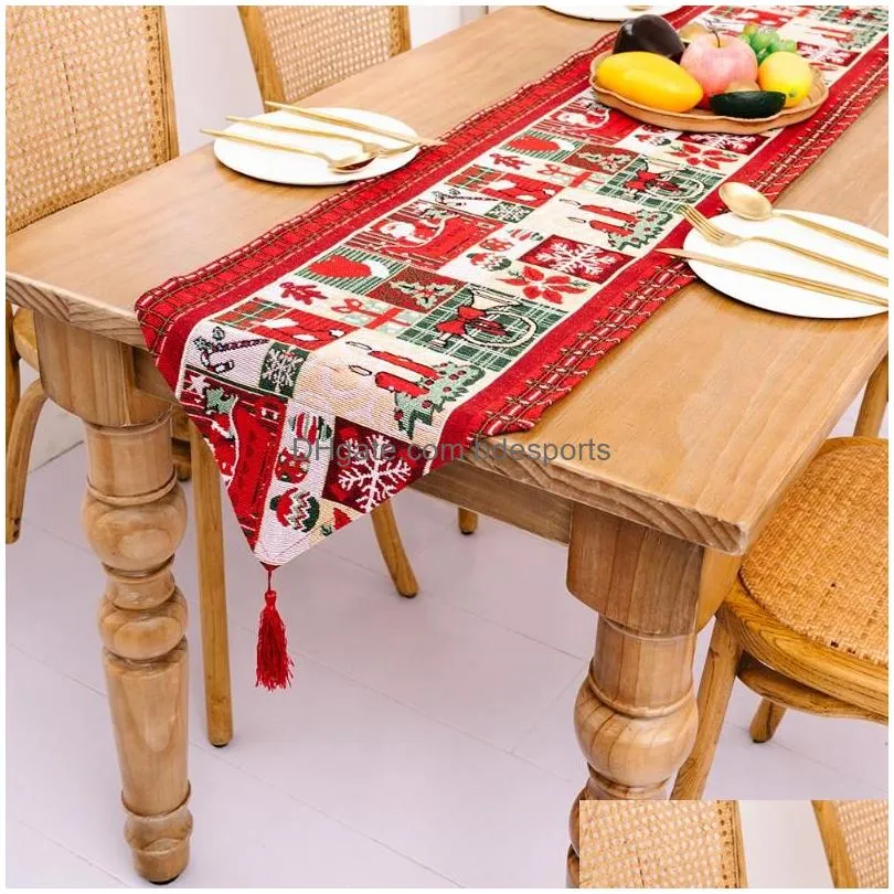 christmas decorations santa claus elk tablecloth merry xmas decor year table runner wedding decoration party banquet home