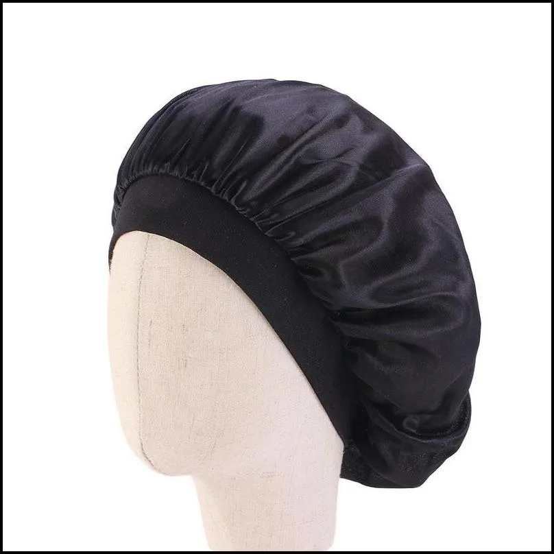 silk hair bonnets satin round head bath hat shower caps wrap fitted sleep hats wide elasticity showers room accessories kids 4 22ba b2