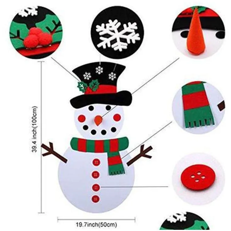 wholesale christmas diy felt snowman pendant ornaments home kids manual toys decoration eco friendly creative design 17 5mc h1