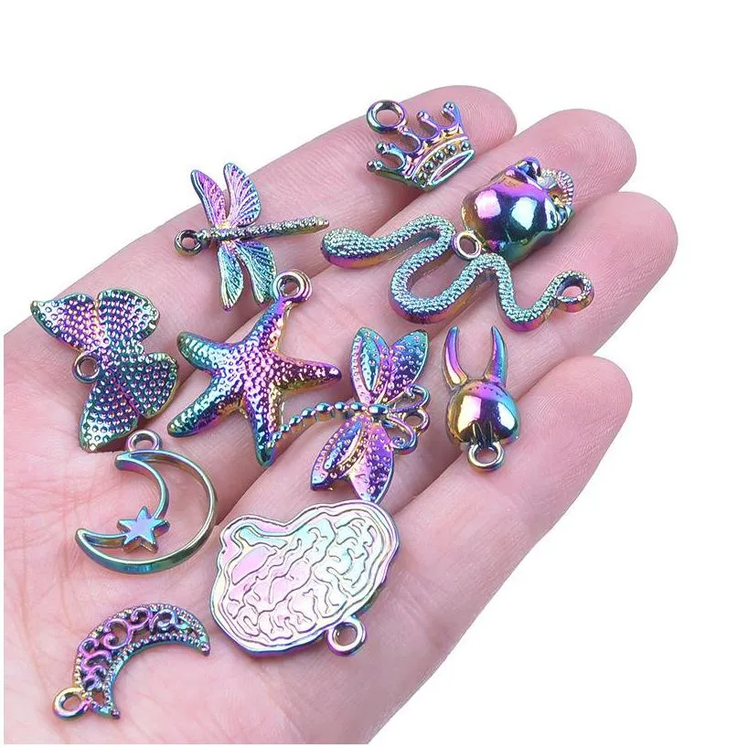 100pcs mixed one bag seven color alloy small pendant ornaments accessories metal necklace handmade diy