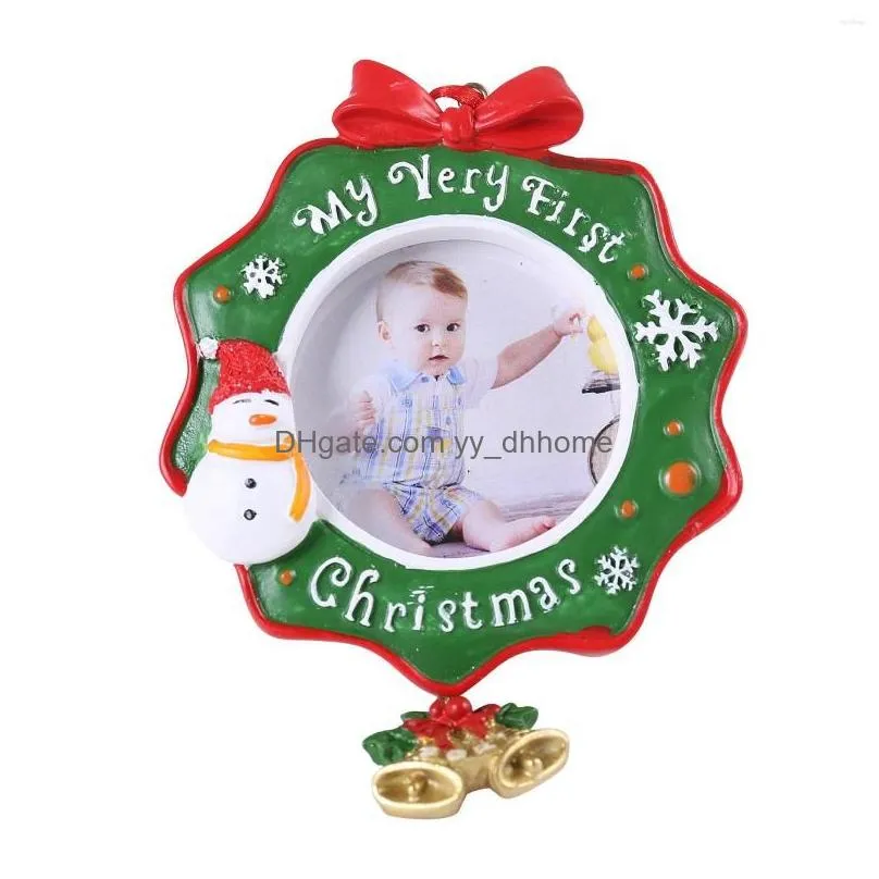christmas decorations frame ornament 2022 3.9x3.6in wreath po tree for baby