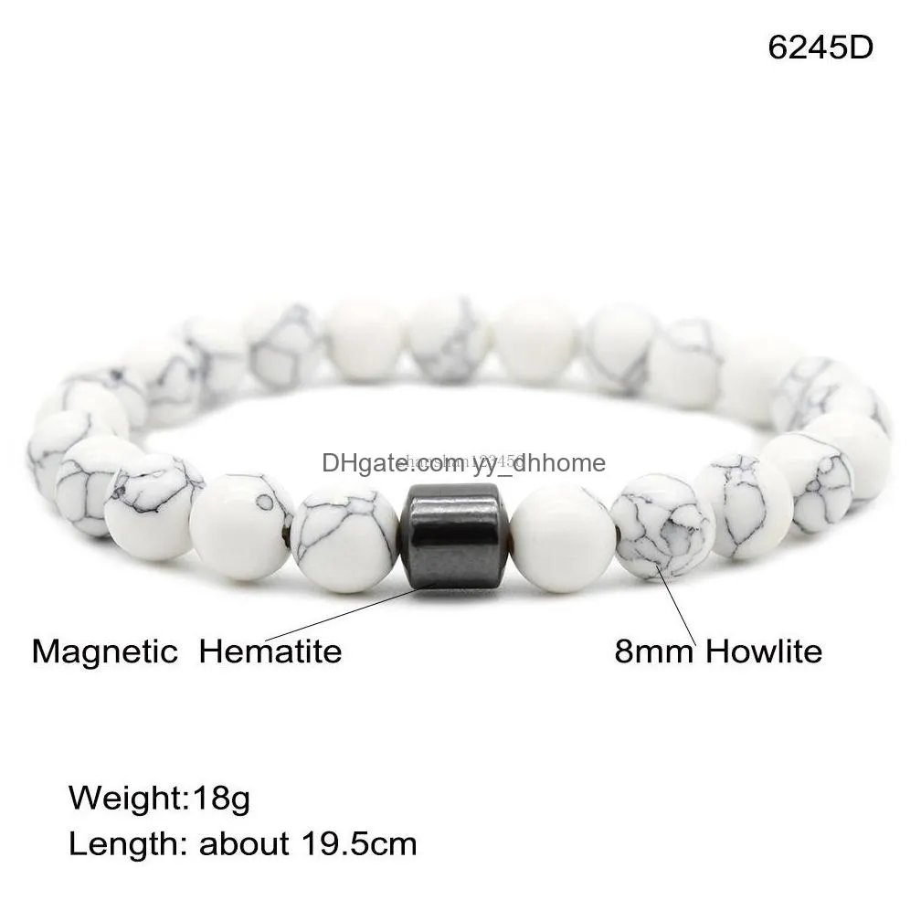  lava tiger eye turquoise beads bracelets natural stone magnetic hematite bracelet for women mens fashion jewelry