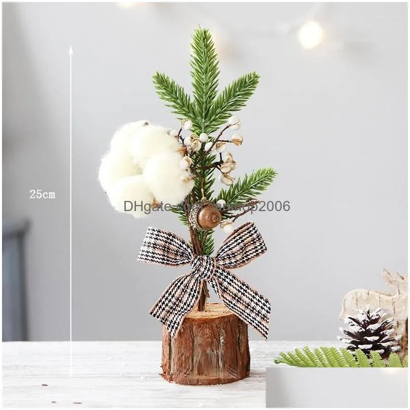 christmas decorations decoration tree with wood base diy home table top decor santa frost village house xmas party