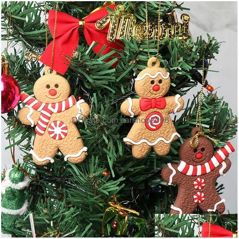 christmas decorations 6/12pcs gingerbread man tree pendant decoration home penda