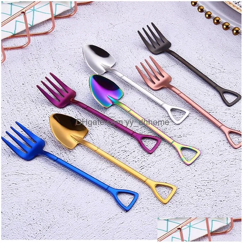  spade spoon fork food grade stainless steel coffee spoon stirring spoons home kitchen dining flatware