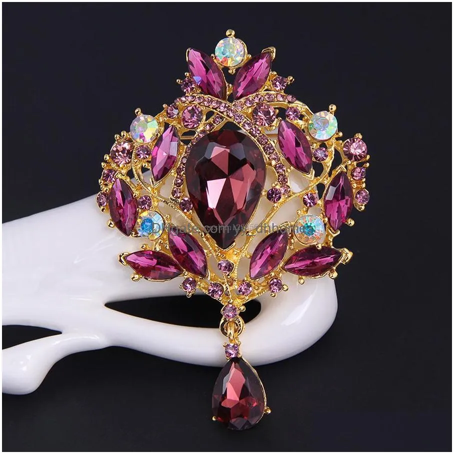 crystal crown brooches pins corsage drop brooches wedding brooches for women men brooch fashion jewelry