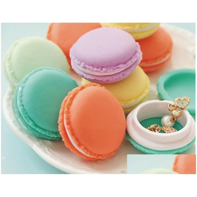 new candy color macaroon jewelry box case package for earrings ring necklace pendant mini cosmetic jewelry packaging wholesale