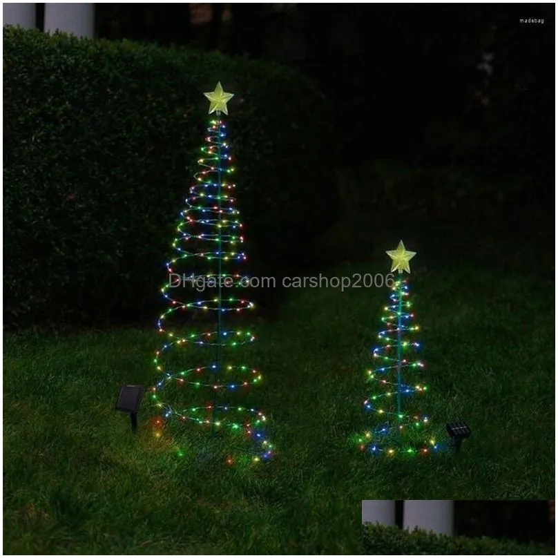 christmas decorations shining outdoor atmosphere decoration holiday wire copper solar led tree fairy string lights light