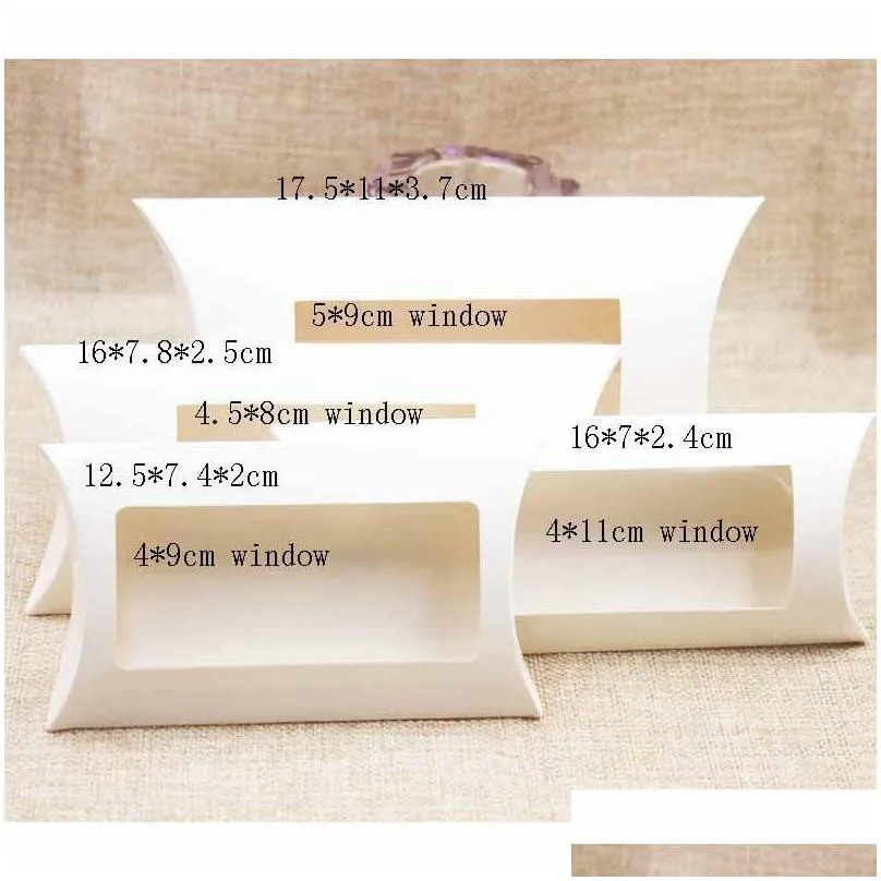 kraft pillow box with clear pvc window black brown white pillow shape handmade candy soap packaging box 255 n2