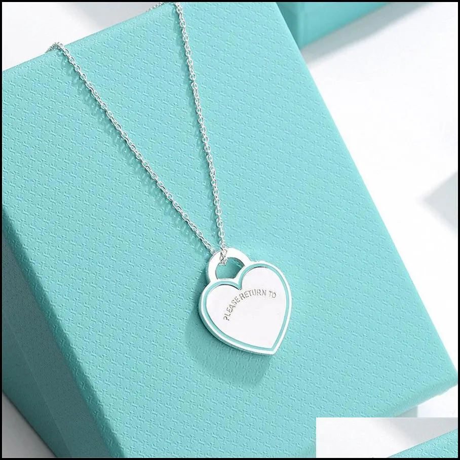 pendant necklaces design brand enamel heart love necklace clavicle red blue pink for women jewelry gift drop delivery 2022 18twb