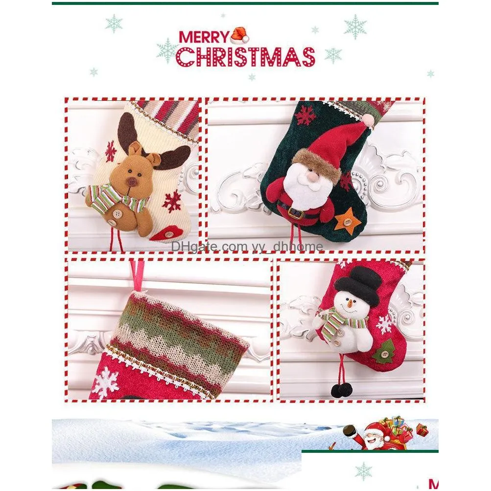 christmas decorations year stocking socks sack xmas gift candy bag with snowman santa elk printing for home navidad tree