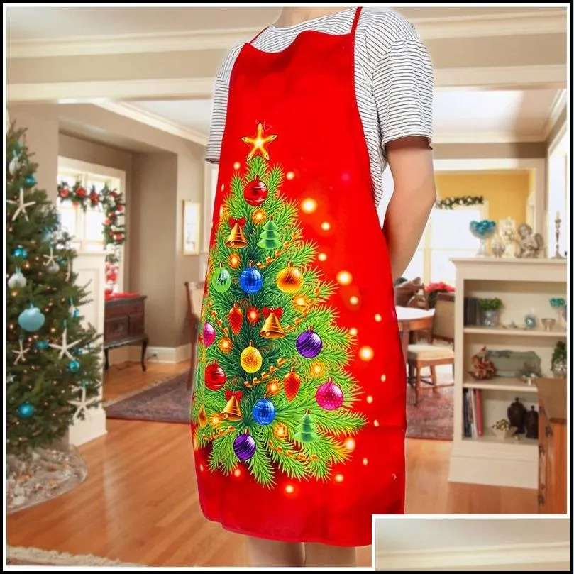 christmas printing apron adult santa claus pinafore gifts decorations 2020 snowman fabric art daidle new pattern 6 5xb f2