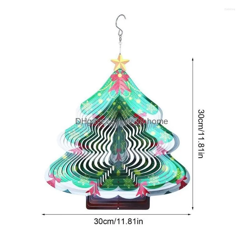 christmas decorations 3d tree metal wind spinner stainless steel chime decoration 30cm/11.81inch indoor outdoor
