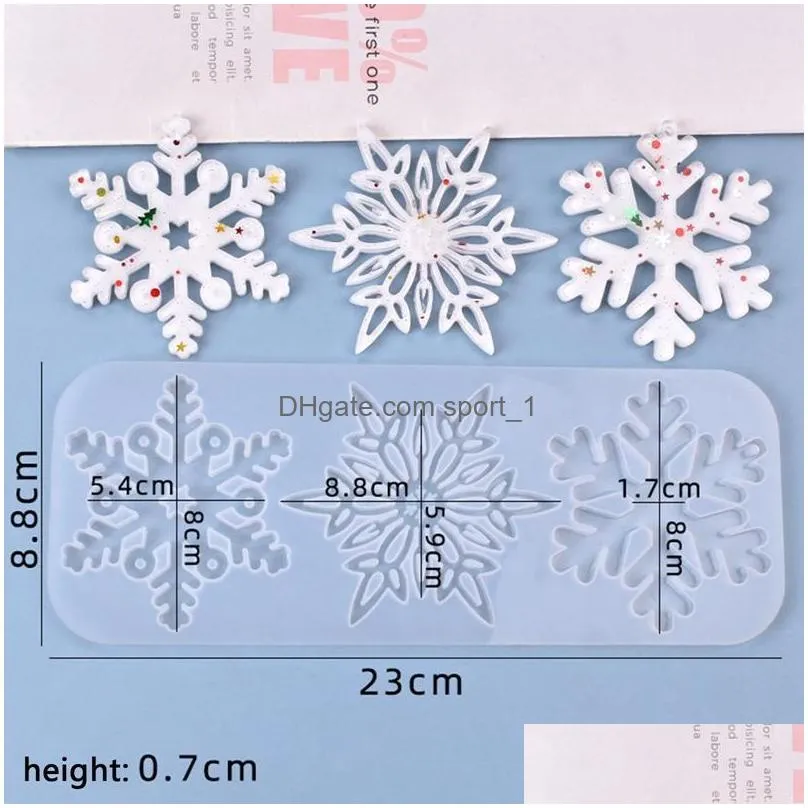 christmas decorations diy crystal epoxy mold threelink snowflake pendant casting silicone handmade making decorative tool