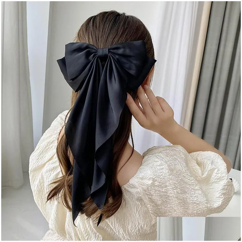 female adult barrettes yang zis accessories black bow headdress hairpin top clip at back of the head korean net red