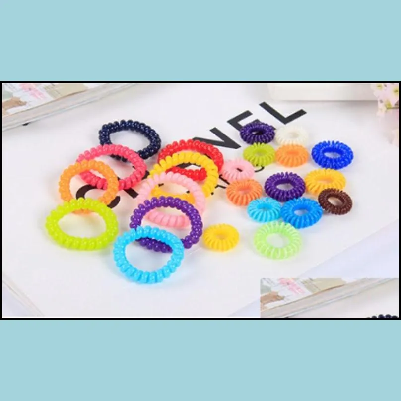 telephone coil head rope candy color woman girls ponytail holders circle elastic rubber string hair ring ornaments party favor 0 22sx