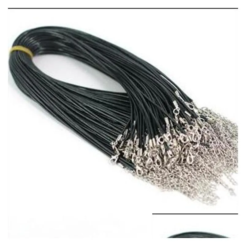 black wax leather snake necklace 45cm 60cm cord string rope wire extender chain with lobster clasp diy fashion jewelry component in