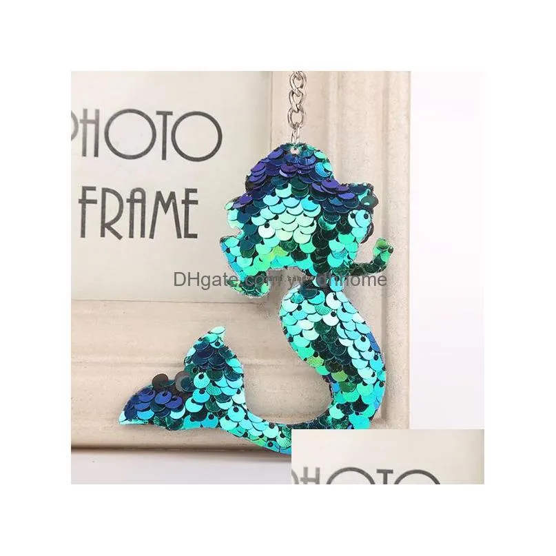 sexy shiny sequin mermaid keychain key rings handbag hangs keyring animal keychain fashion jewelry for women girls