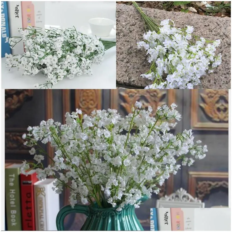 pure white wedding decorations artificial flowers simulation soft silicone gypsophila bouquets weddings decor flower 1 97rs