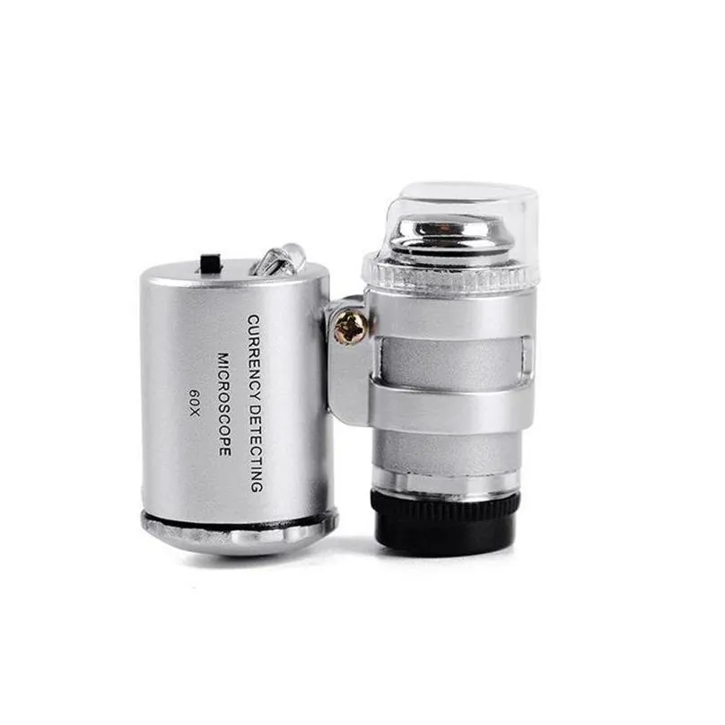 60x handheld mini pocket microscope loupe jeweler magnifier led light easy to carry with a magnifying glass