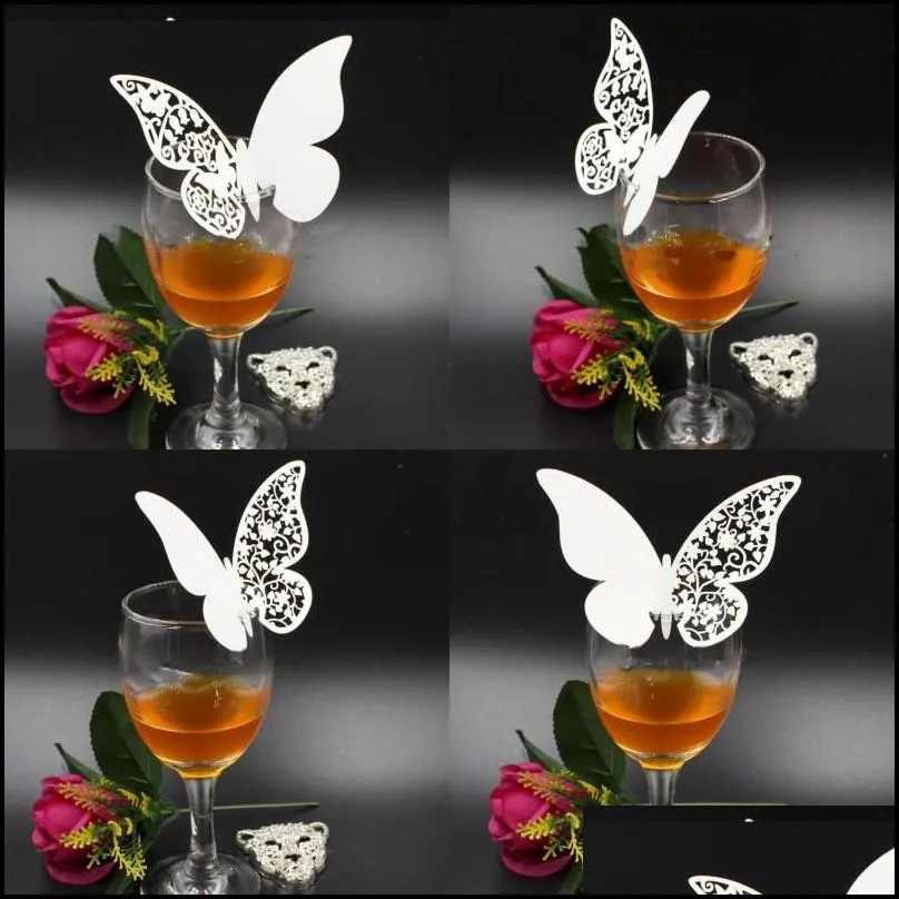 white hollow paper butterfly cards wedding decorations card party hotel home red wine champagne cards 0 2jg g2