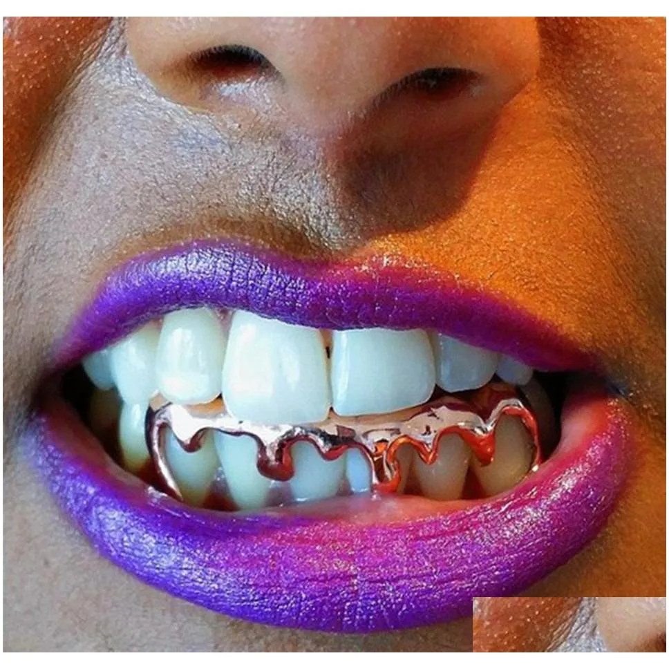 18k gold teeth braces punk hip hop multicolor diamond custom bottom teeth grillz dental mouth fang grills tooth cap vampire rapper