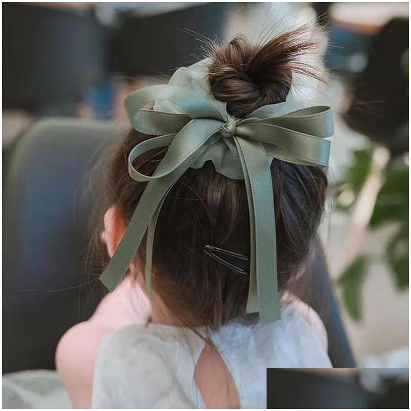 girls bowknot hair circle sweet versatile headdress korean large intestine ribbon fairy hair ornament