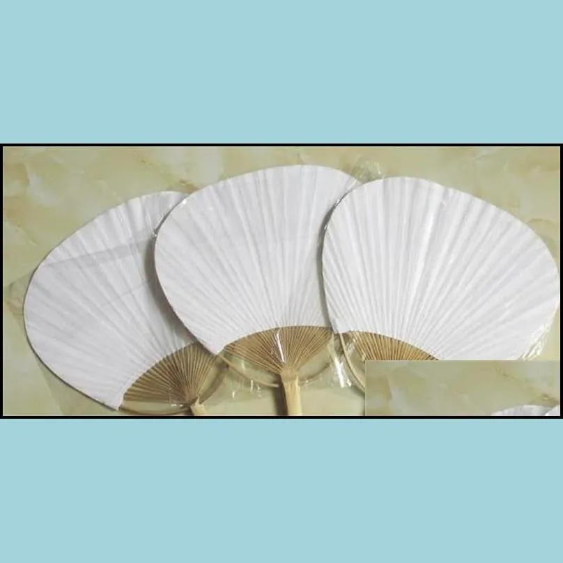 large number paper fan round two sided blank fans with bamboo frame and handle calligraphy painting wedding party gifts 3qx jjkk